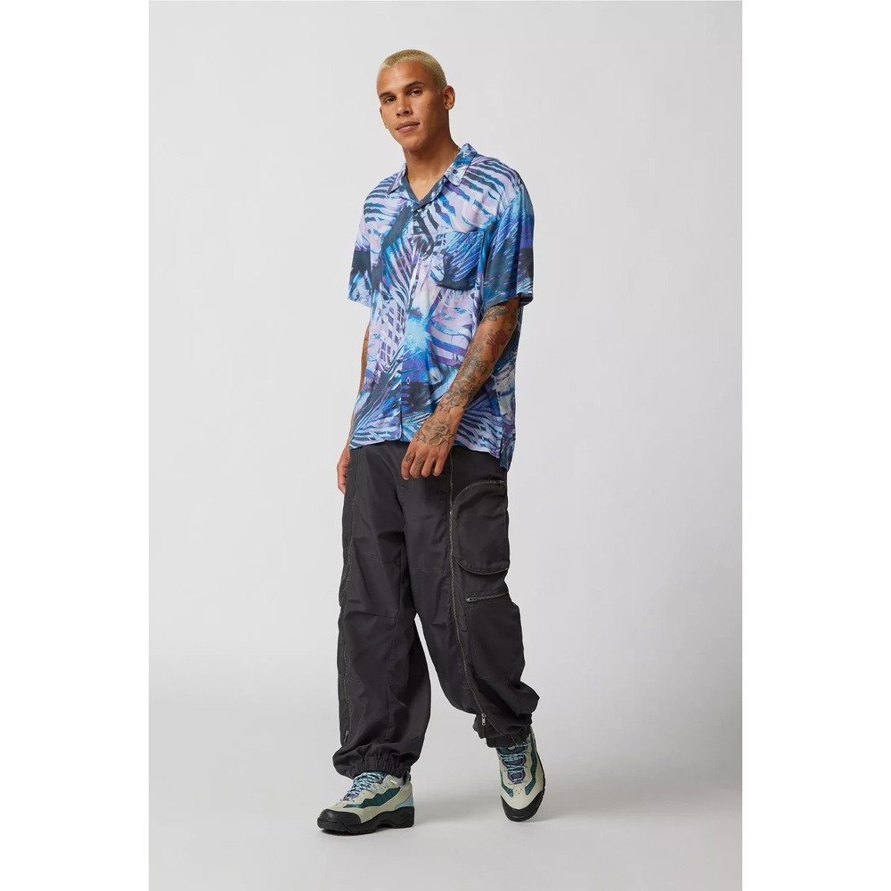 BDG x UO Satin Flight Cargo Pant Mens M Gray Pockets Relaxed‎ Utility Skateboard